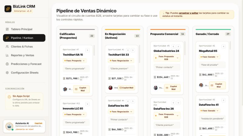 Vista previa de CRM de Seguimiento de Clientes