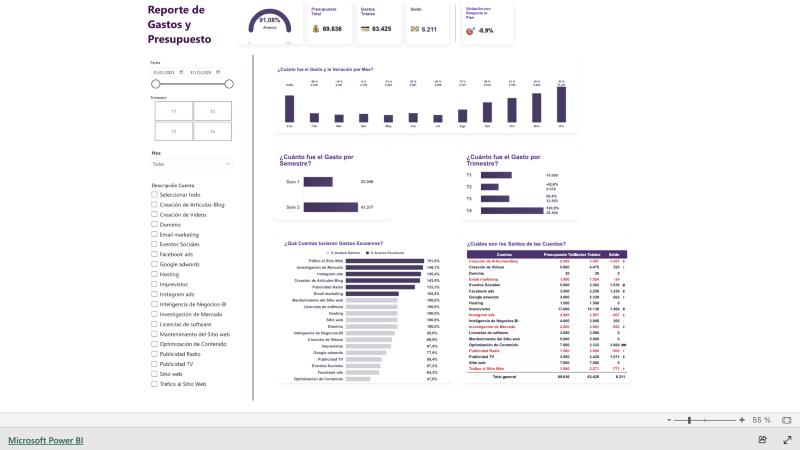 Vista previa de Reporte de Gastos y Presupuesto